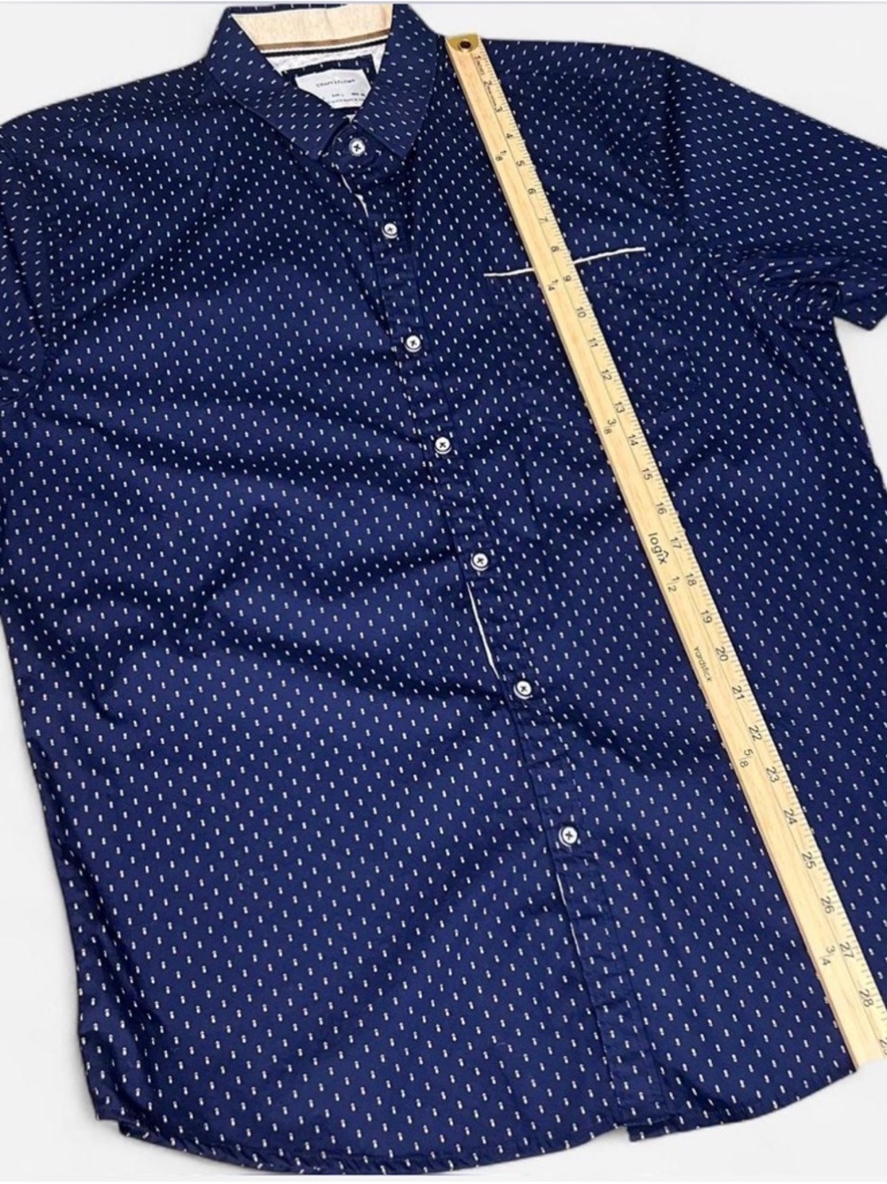 Craft + Flow Navy Short Sleeve Button Down Shirt Men’s L - Picture 5 of 5